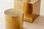 Polished Brass Cube & Round side tables