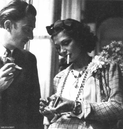 Salvador Dalí and Coco Chanel sharing a smoke. (1938)